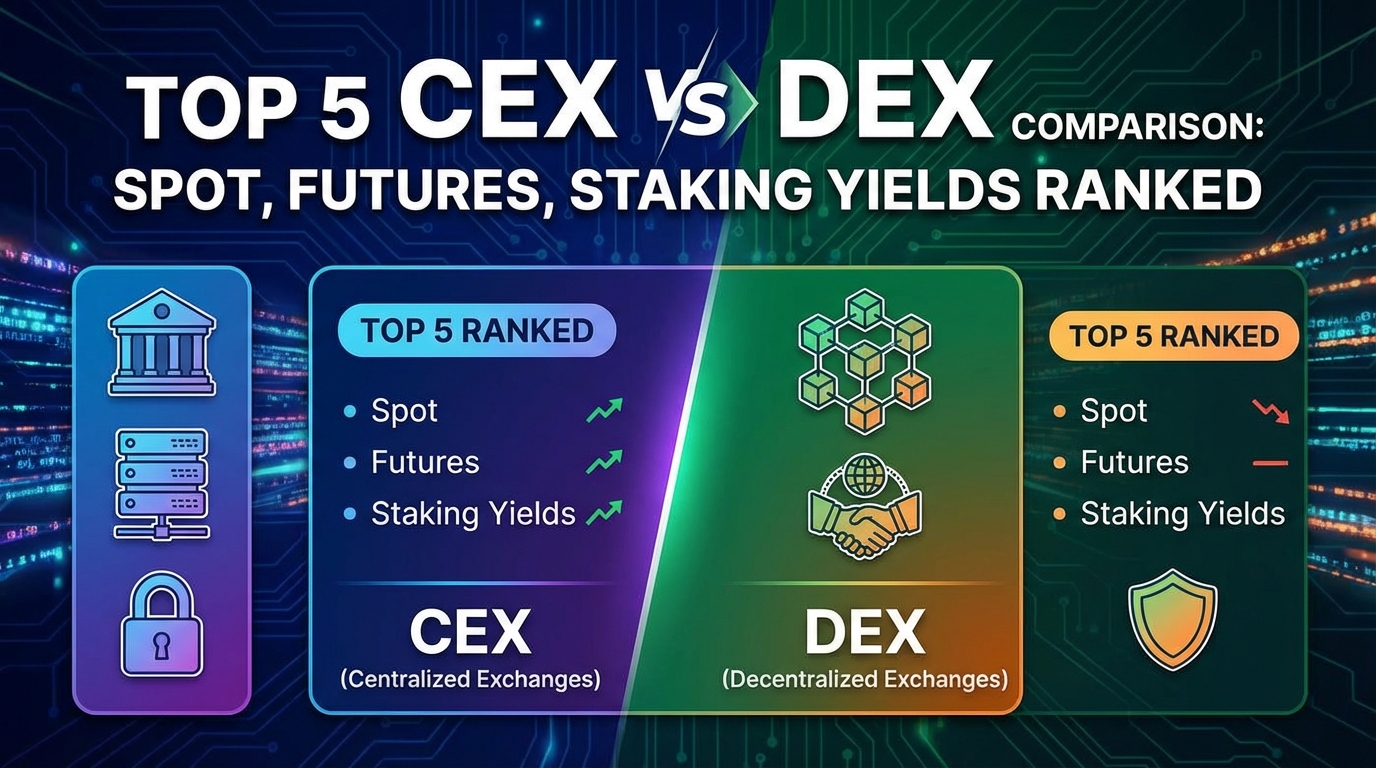 Top 5 CEX vs DEX Comparison: Spot, Futures, Staking Yields Ranked 