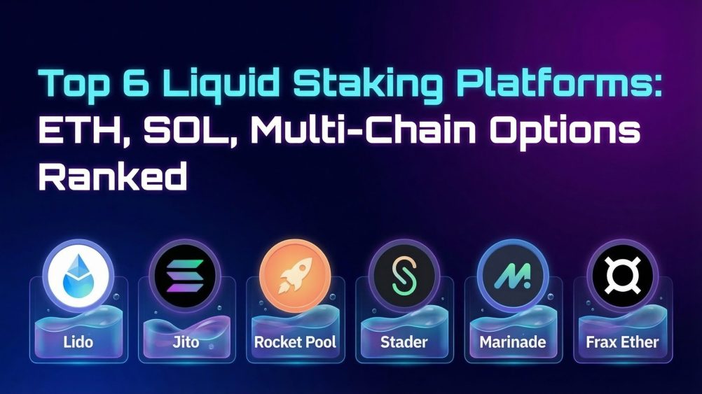 Compare the top 6 liquid staking platforms for ETH, SOL, and multi-chain yield to pick the best liquid staking platform for rewards, liquidity, and risk.